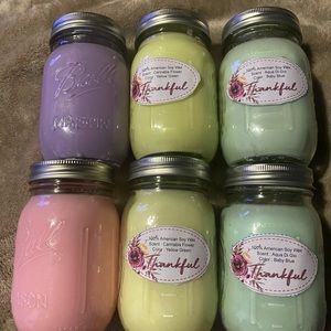 Candles. A set of 6 homemade candles 16 oz each. Candles made out of soy wax,